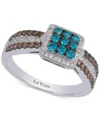 Le Vian Exotics Blue, Chocolate And White Diamond Ring (5/8 Ct. T.w.) In 14k White Gold