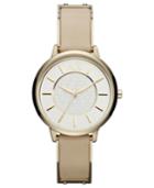 Ax Armani Exchange Watch, Women's Gold-tone Stainless Steel And Nude Leather Strap 38mm Ax5301