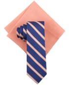 Tallia Men's Mith Stripe Tie And Solid Pocket Square Set