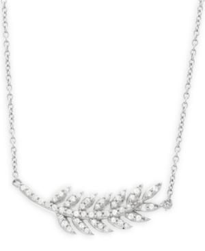 Wrapped Diamond Leaf Pendant Necklace In 10k White Gold (1/4 Ct. T.w.), Created For Macy's