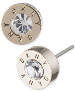 Dkny Logo Extra Small Crystal Ring Stud Earrings, Created For Macy's