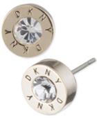Dkny Logo Extra Small Crystal Ring Stud Earrings, Created For Macy's