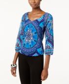 Inc International Concepts Printed V-neck Top, Only At Macy's