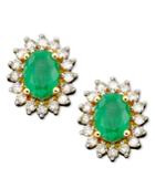 14k Gold Earrings, Emerald (1/2 Ct. T.w.) And Diamond Oval (1/2 Ct. T.w.)