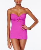 Jessica Simpson Under The Sea Scalloped-edge Textured Swimdress Women's Swimsuit