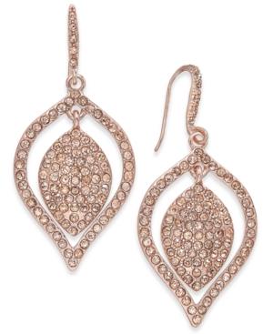Inc International Concepts Rose Gold-tone Pink Pave Drop Earrings, Created For Macy's