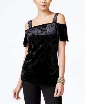 Inc International Concepts Velvet Cold-shoulder Top, Only At Macy's