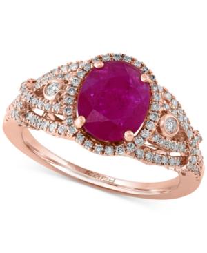 Effy Rosa Ruby (1-1/5 Ct. T.w.) And Diamond (1/2 Ct. T.w.) Ring In 14k Rose Gold
