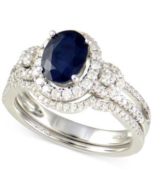 Sapphire (1-1/10 Ct. T.w.) And Diamond (1/3 Ct. T.w.) Ring In 14k White Gold