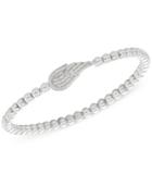 Wrapped Diamond (1/6 Ct. T.w.) And Bead Angel Wing Stretch Bracelet In Sterling Silver
