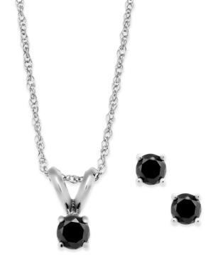 Black Diamond Jewelry Set In 10k White Gold (1/6 Ct. T.w.)