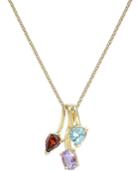 Victoria Townsend Tri-stone (2-2/3 Ct. T.w.) Pendant Necklace In 18k Gold-plated Sterling Silver