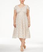 R & M Richards Plus Size Lace Cold-shoulder Dress