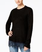 Ultra Flirt By Ikeddi Juniors' Lace-trim Sweater
