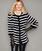The Fur Vault Striped Knitted Mink Fur Jacket