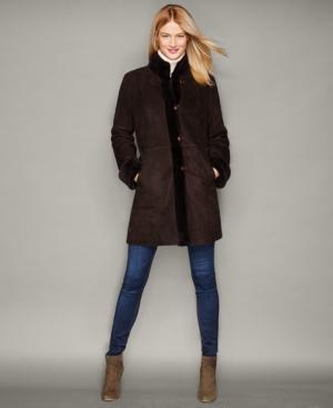 The Fur Vault Shearling Lamb Stand-collar Coat