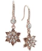 Anne Klein Rose Gold-tone Crystal Flower Drop Earrings