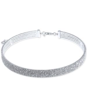 Anne Klein Rose Gold-tone Crystal Multi-row Choker Necklace