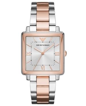 Emporio Armani Women's Modern Square Two-tone Stainless Steel Bracelet Watch 30x30mm