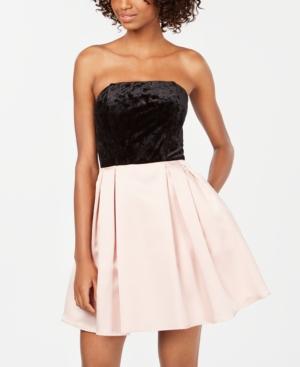 Speechless Juniors' Velvet & Matte Satin Strapless Dress