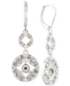 Anne Klein Silver-tone Pave Double Drop Earrings