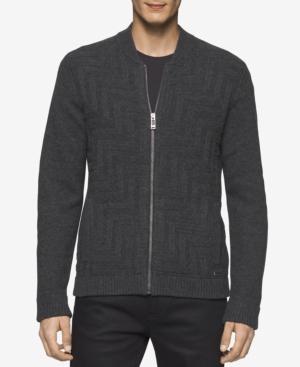 Calvin Klein Men's Maze-pattern Zip-front Sweater