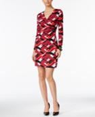 Ny Collection Petite Printed Faux-wrap Dress
