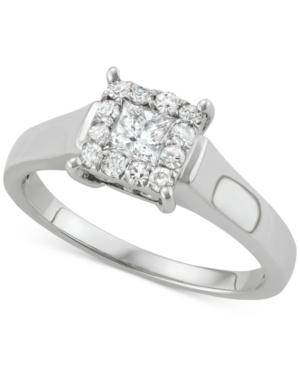 Diamond Square Halo Diamond Ring (1/2 Ct. T.w.) In 14k White Gold