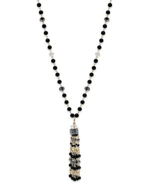 Inc International Concepts Gold-tone Jet Beaded Tassel Long Necklace