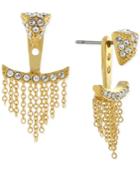Vince Camuto Gold-tone Pave Triangle And Chain Fringe Ear Jackets