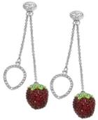 Sis By Simone I Smith Platinum Over Sterling Silver Earrings, Crystal Strawberry Drop Earrings