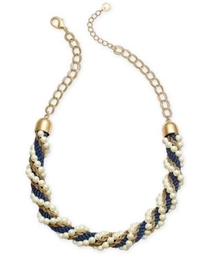 Charter Club Gold-tone Beaded Chain & Cord Twist Statement Necklace, 20 + 2 Extender, Created For Macy's