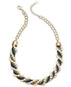 Charter Club Gold-tone Beaded Chain & Cord Twist Statement Necklace, 20 + 2 Extender, Created For Macy's