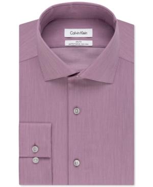 Calvin Klein Steel Men's Slim-fit Non-iron Performance Micro-stripe Dress Shirt