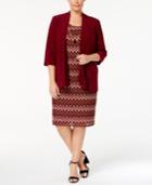 R & M Richards Plus Size Printed Dress And Draped Jacket