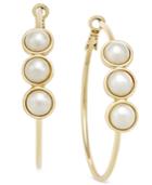 Thalia Sodi Gold-tone Imitation Pearl Hoop Earrings, Only At Macy's