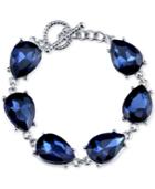 2028 Silver-tone Blue Pear-cut Crystal Link Bracelet