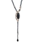 Carolee Gold-tone Crystal, Stone, Imitation & Freshwater Pearl (4-9mm) Swirl 18 Lariat Necklace