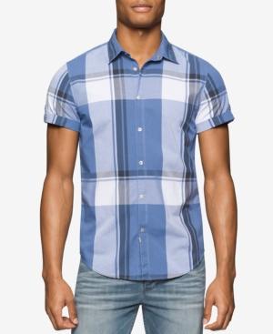 Calvin Klein Jeans Men's Exploded Beach Plaid Short-sleeve Shirt