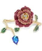 Betsey Johnson Gold-tone Multicolor Crystal Rose Bangle Bracelet