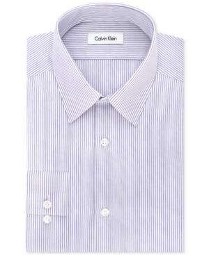 Calvin Klein Steel Men's Slim-fit Non-iron Performance Striped Dress Shirt