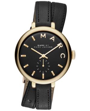 Marc Jacobs Women's Sally Black Double Wrap Leather Strap Watch 36mm Mbm8663