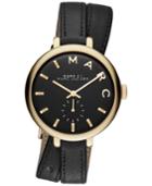 Marc Jacobs Women's Sally Black Double Wrap Leather Strap Watch 36mm Mbm8663
