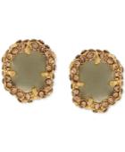 Vince Camuto Gold-plated Green Stone Pave Stud Earrings