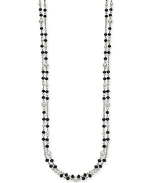I.n.c. Silver-tone Bead & Imitation Pearl 60 Strand Necklace, Created For Macy's