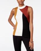 Bar Iii Colorblocked Mock-turtleneck Top, Only At Macy's