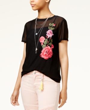 Be Bop Juniors' Embroidered Mesh T-shirt