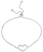 Giani Bernini Cubic Zirconia Heart Bolo Bracelet In Sterling Silver, Created For Macy's