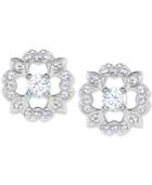 Swarovski Silver-tone Crystal Flower Stud Earrings