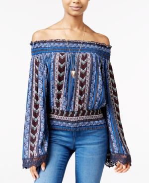 American Rag Printed Off-the-shoulder Peasant Top, Only At Macy's